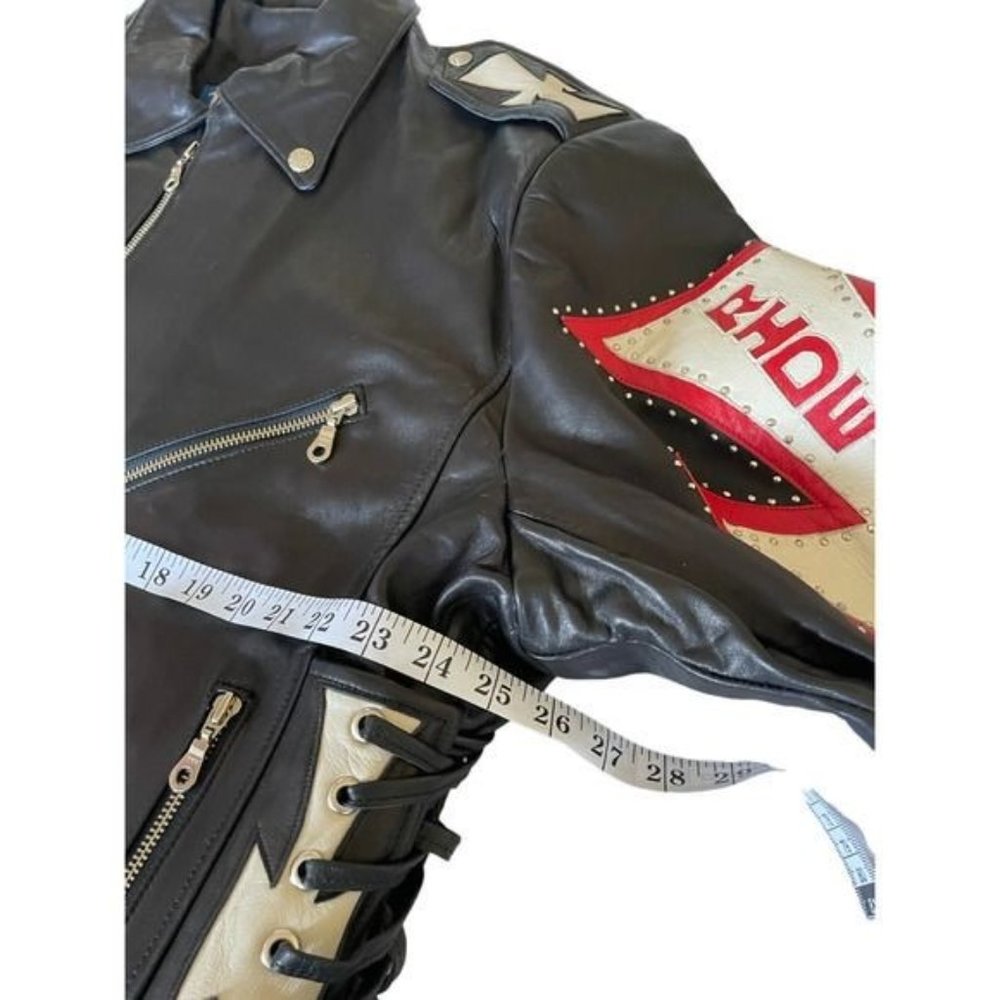Tribe America Mens Moto Jacket Coat Leather Iron Cross Black Sz 48 Live To Ride - Picture 10 of 13